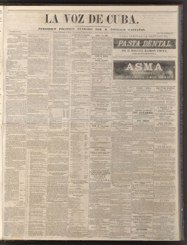 Miniatura de La Voz de Cuba: diario conservador del 12 de junio de 1874