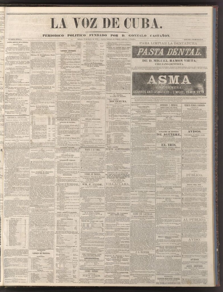Miniatura de La Voz de Cuba: diario conservador del 13 de junio de 1874