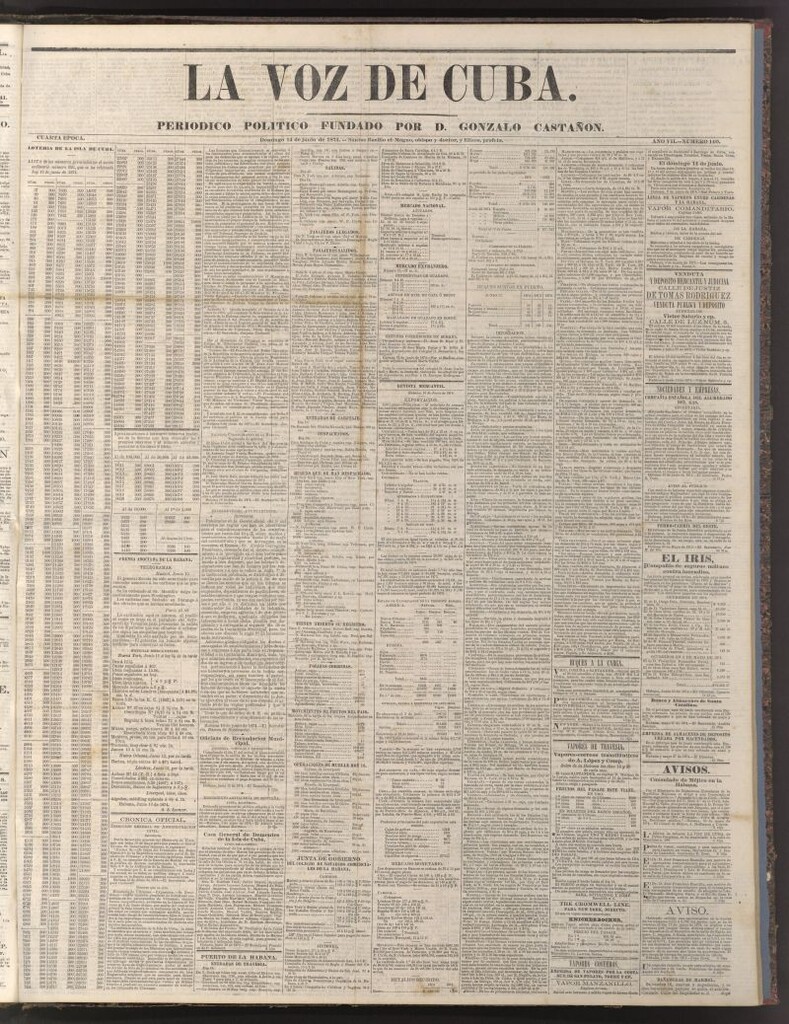 Miniatura de La Voz de Cuba: diario conservador del 14 de junio de 1874