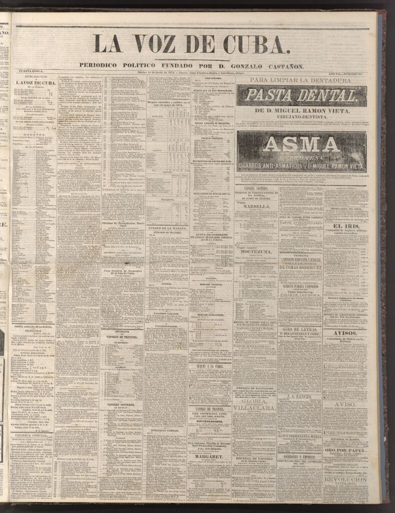 Miniatura de La Voz de Cuba: diario conservador del 16 de junio de 1874