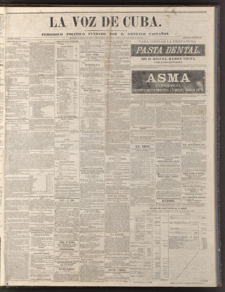 Miniatura de La Voz de Cuba: diario conservador del 17 de junio de 1874