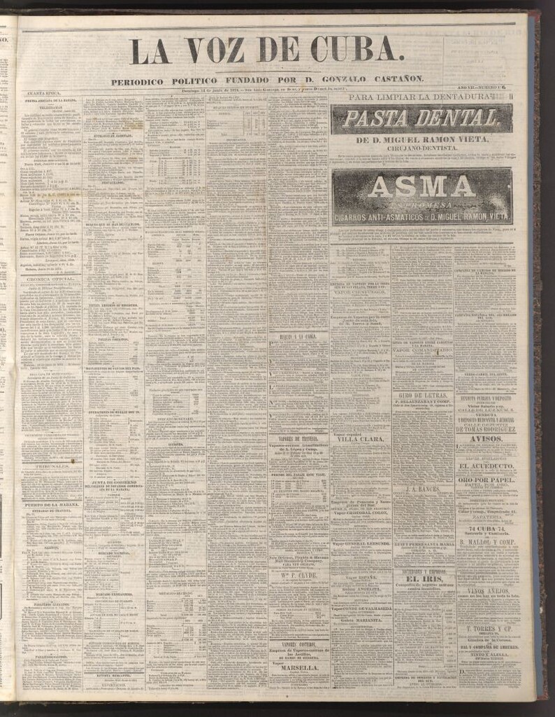 Miniatura de La Voz de Cuba: diario conservador del 21 de junio de 1874