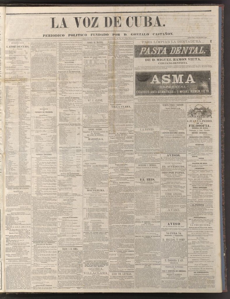 Miniatura de La Voz de Cuba: diario conservador del 24 de junio de 1874