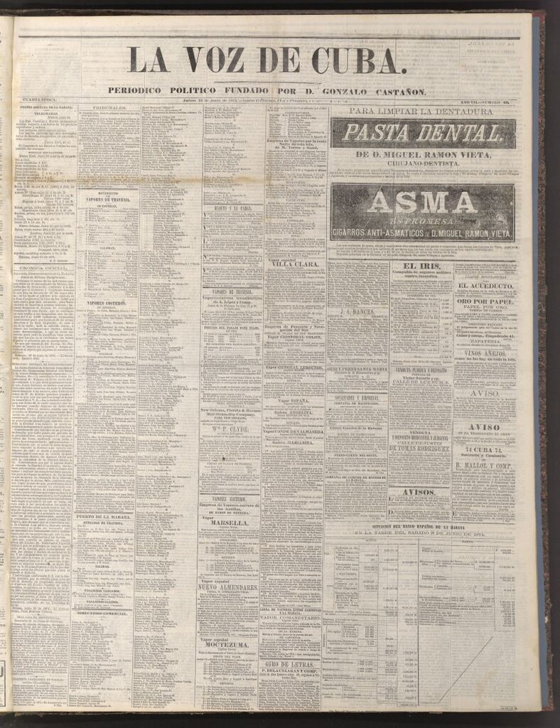 Miniatura de La Voz de Cuba: diario conservador del 25 de junio de 1874