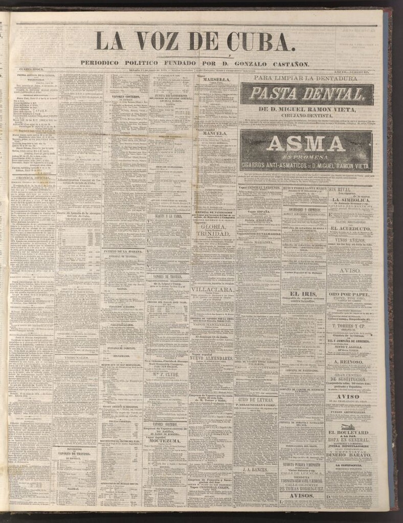 Miniatura de La Voz de Cuba: diario conservador del 27 de junio de 1874