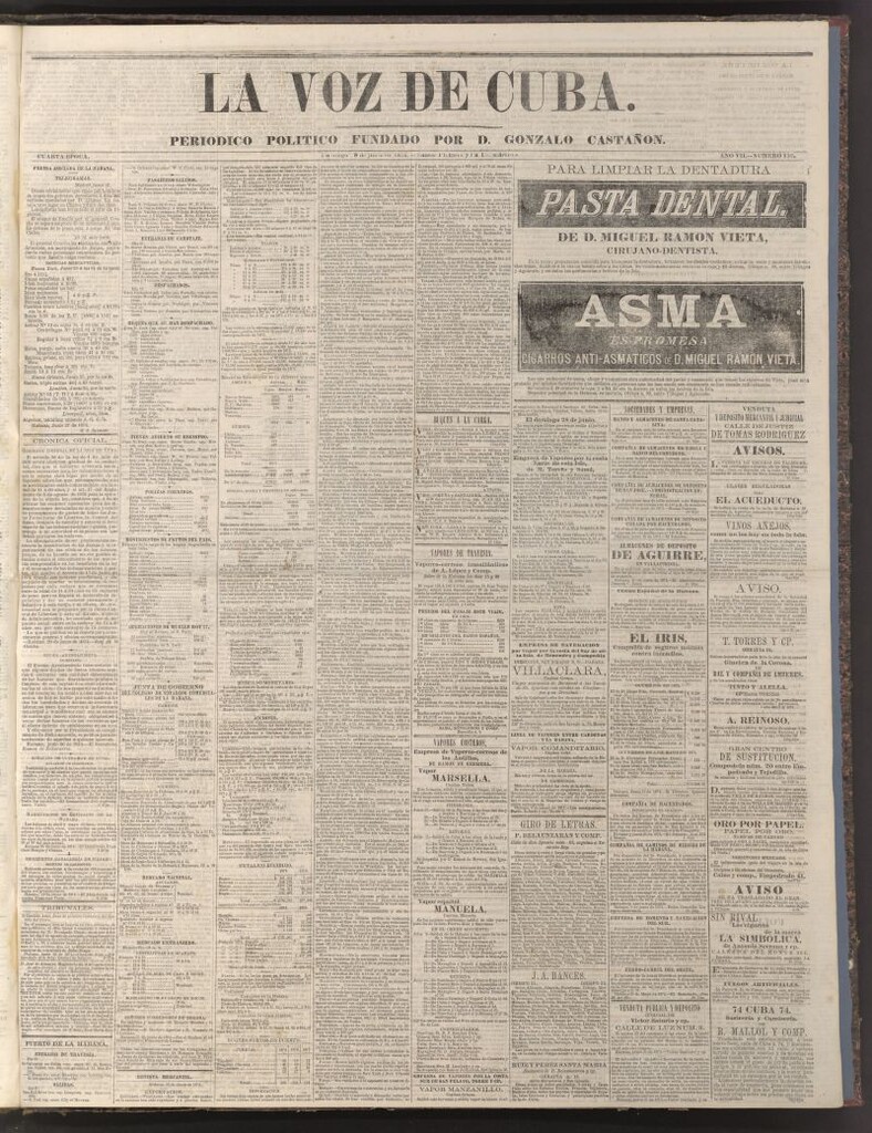 Miniatura de La Voz de Cuba: diario conservador del 28 de junio de 1874