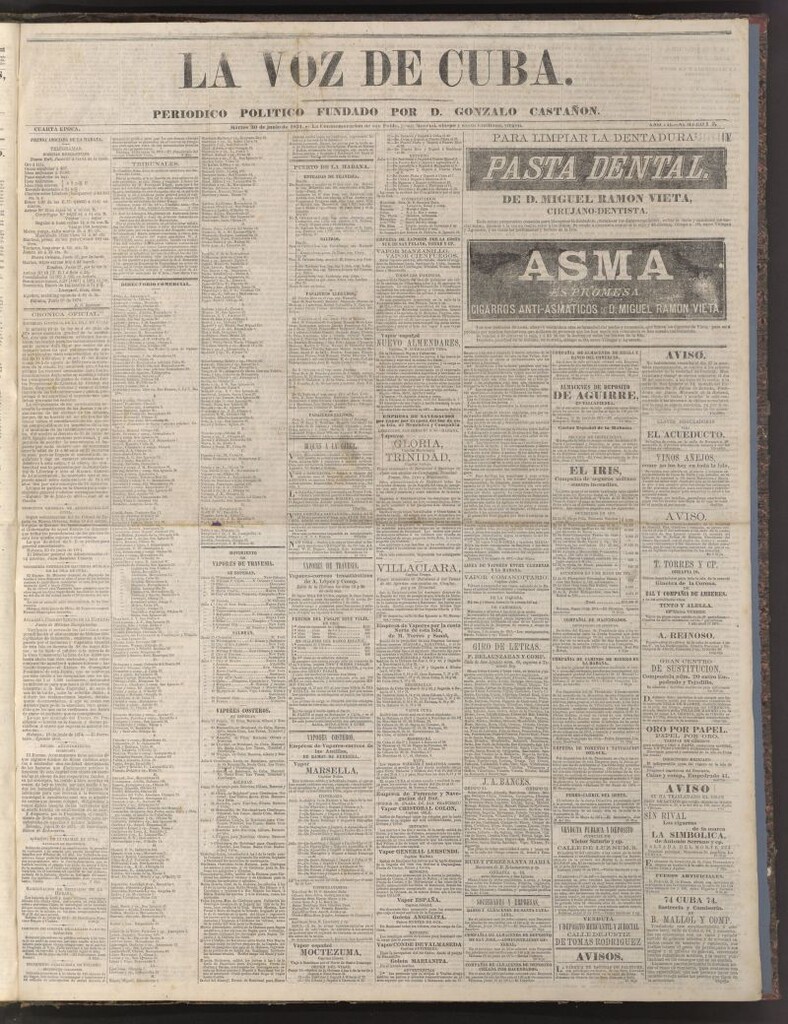 Miniatura de La Voz de Cuba: diario conservador del 30 de junio de 1874