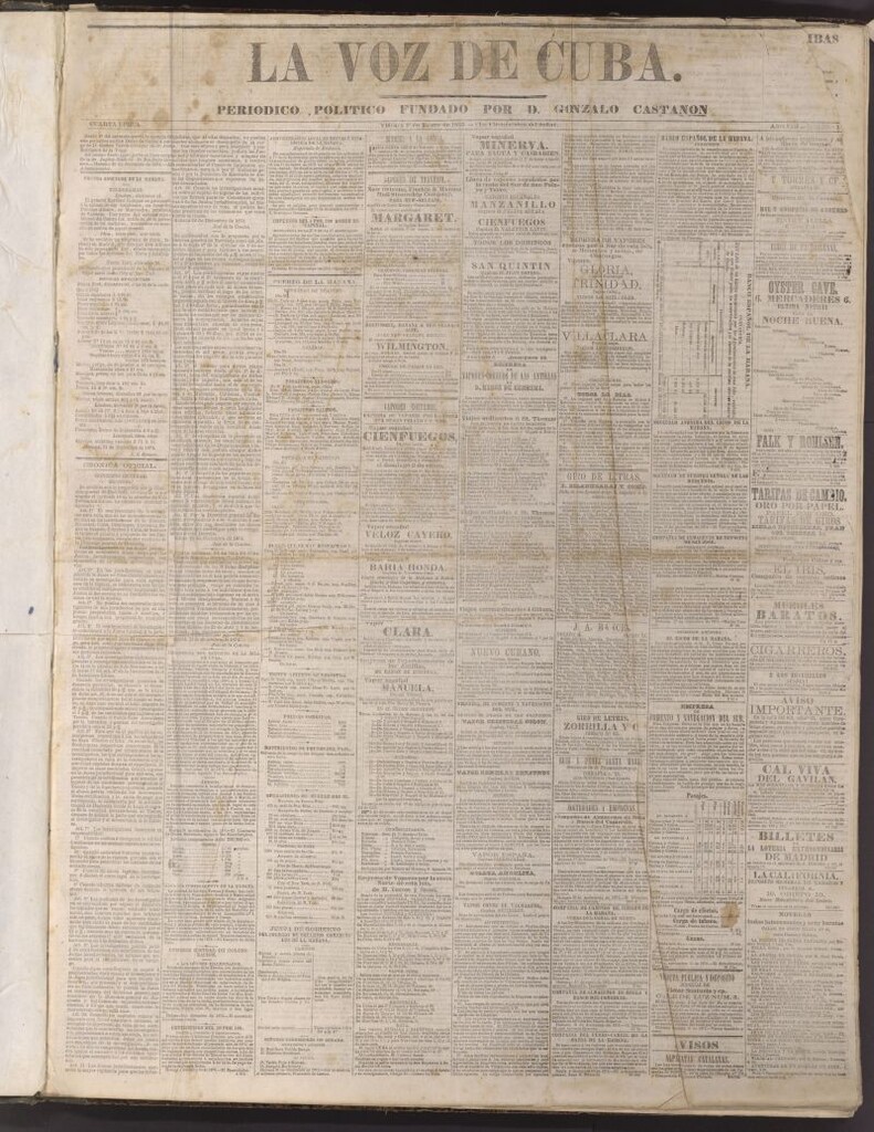 Miniatura de La Voz de Cuba: diario conservador del 1 de enero de 1875