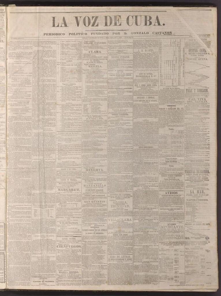 Miniatura de La Voz de Cuba: diario conservador del 2 de enero de 1875