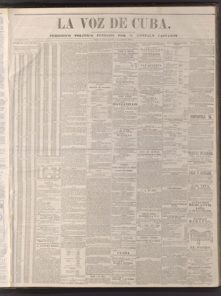Miniatura de La Voz de Cuba: diario conservador del 7 de enero de 1875
