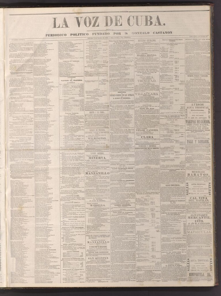 Miniatura de La Voz de Cuba: diario conservador del 9 de enero de 1875