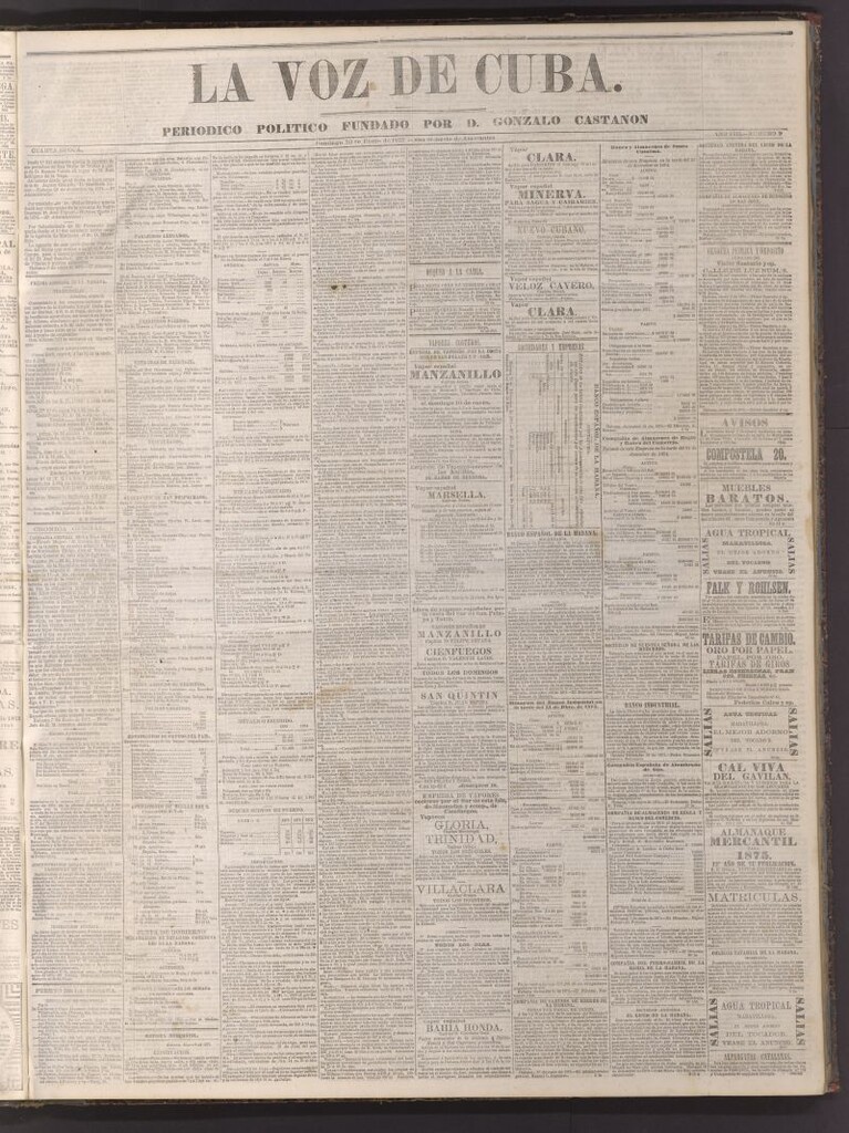 Miniatura de La Voz de Cuba: diario conservador del 10 de enero de 1875