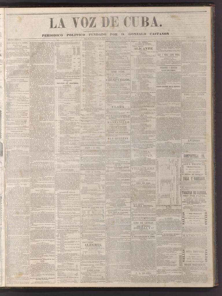 Miniatura de La Voz de Cuba: diario conservador del 16 de enero de 1875
