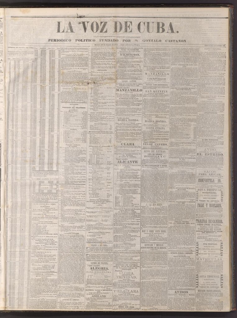 Miniatura de La Voz de Cuba: diario conservador del 19 de enero de 1875