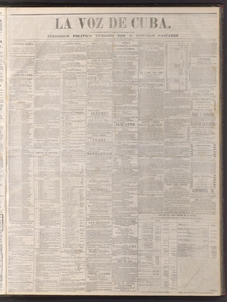 Miniatura de La Voz de Cuba: diario conservador del 21 de enero de 1875