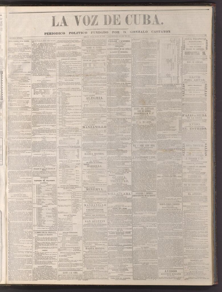 Miniatura de La Voz de Cuba: diario conservador del 23 de enero de 1875