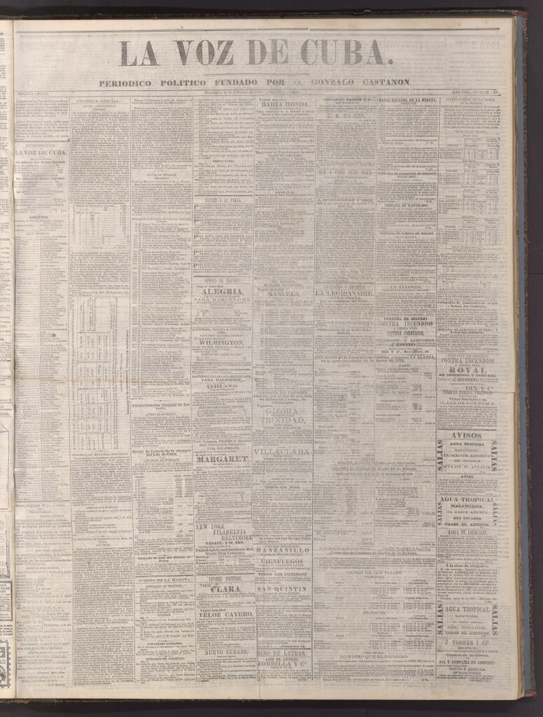 Miniatura de La Voz de Cuba: diario conservador del 3 de febrero de 1875