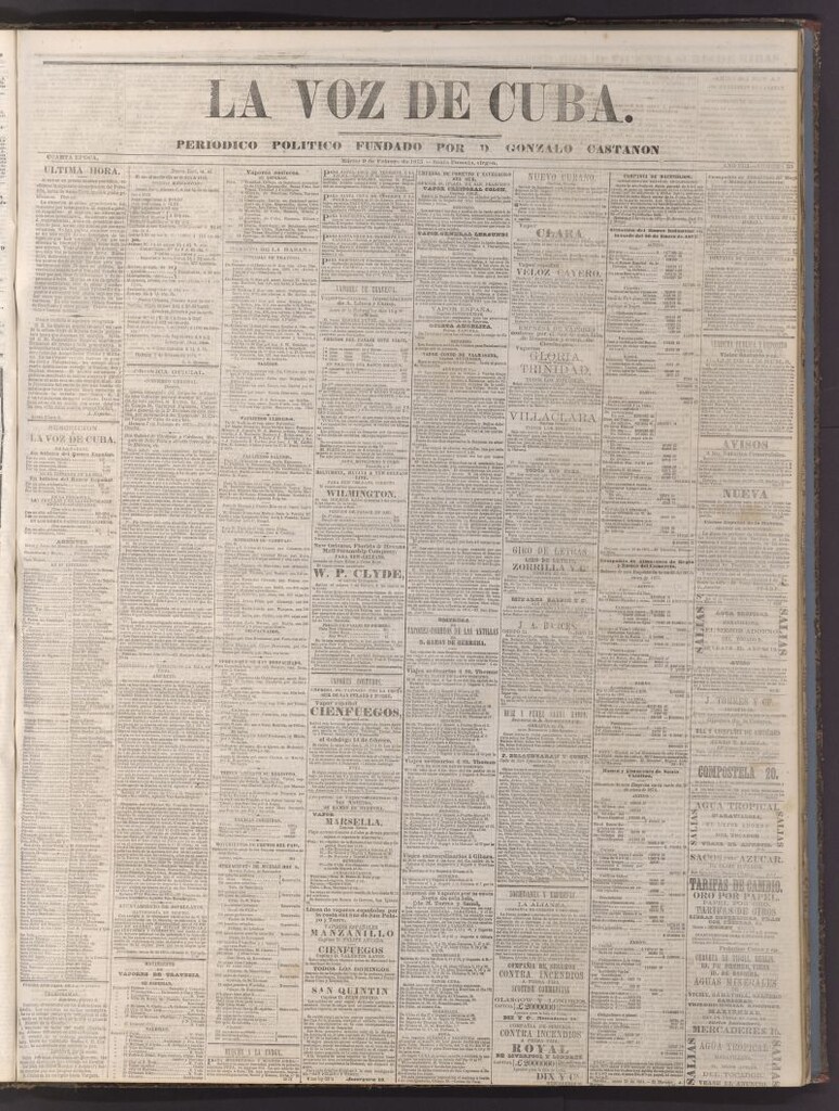 Miniatura de La Voz de Cuba: diario conservador del 9 de febrero de 1875
