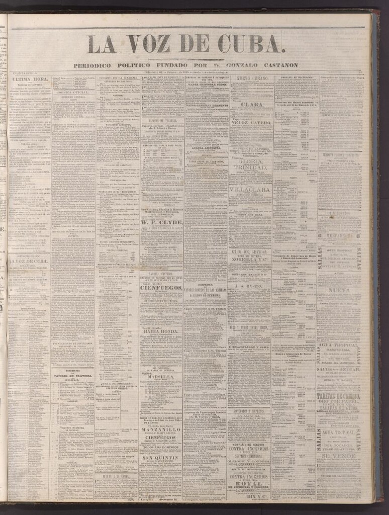 Miniatura de La Voz de Cuba: diario conservador del 10 de febrero de 1875