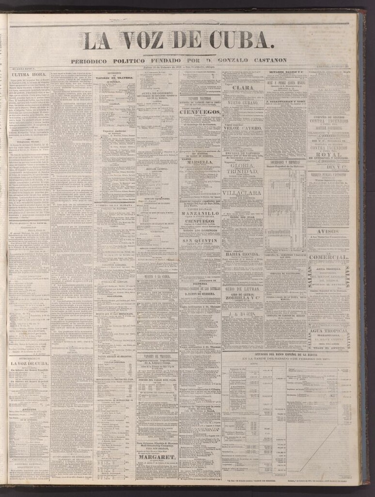 Miniatura de La Voz de Cuba: diario conservador del 11 de febrero de 1875