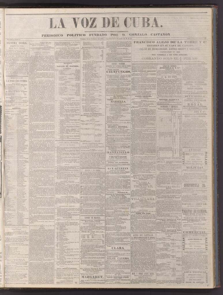 Miniatura de La Voz de Cuba: diario conservador del 12 de febrero de 1875