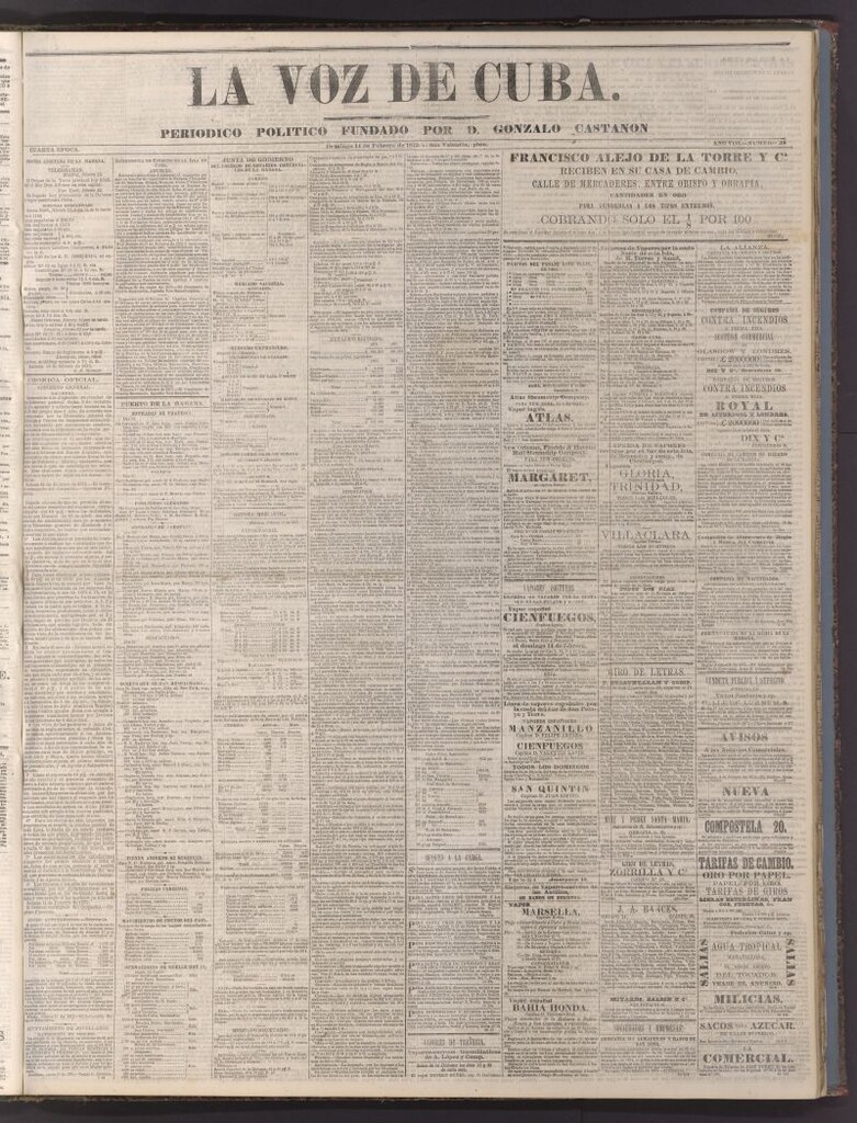 Miniatura de La Voz de Cuba: diario conservador del 14 de febrero de 1875