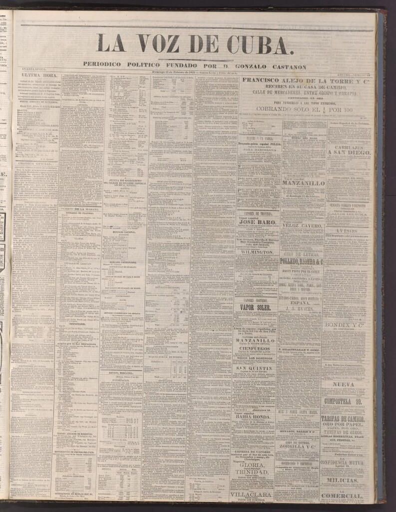 Miniatura de La Voz de Cuba: diario conservador del 21 de febrero de 1875