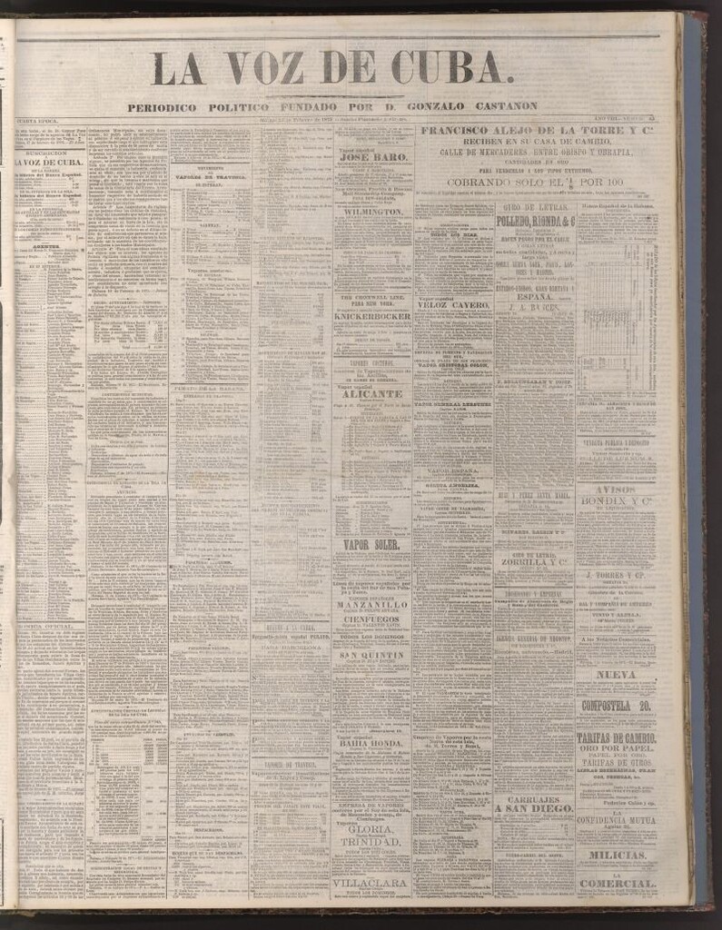 Miniatura de La Voz de Cuba: diario conservador del 23 de febrero de 1875