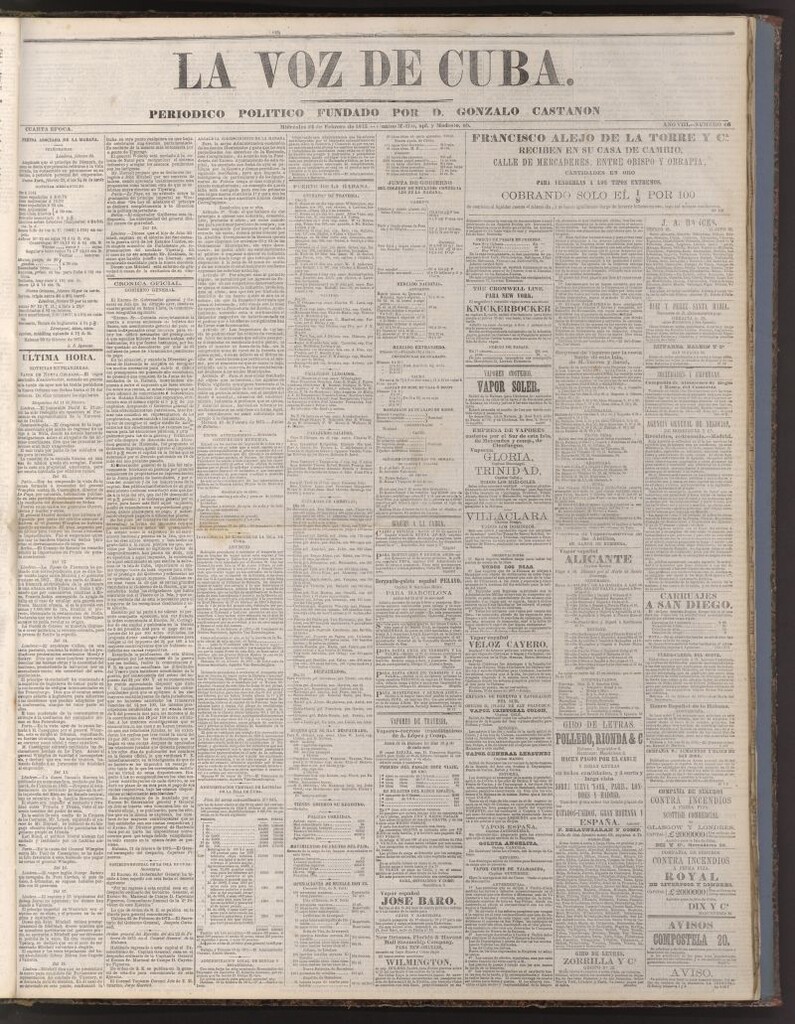 Miniatura de La Voz de Cuba: diario conservador del 24 de febrero de 1875