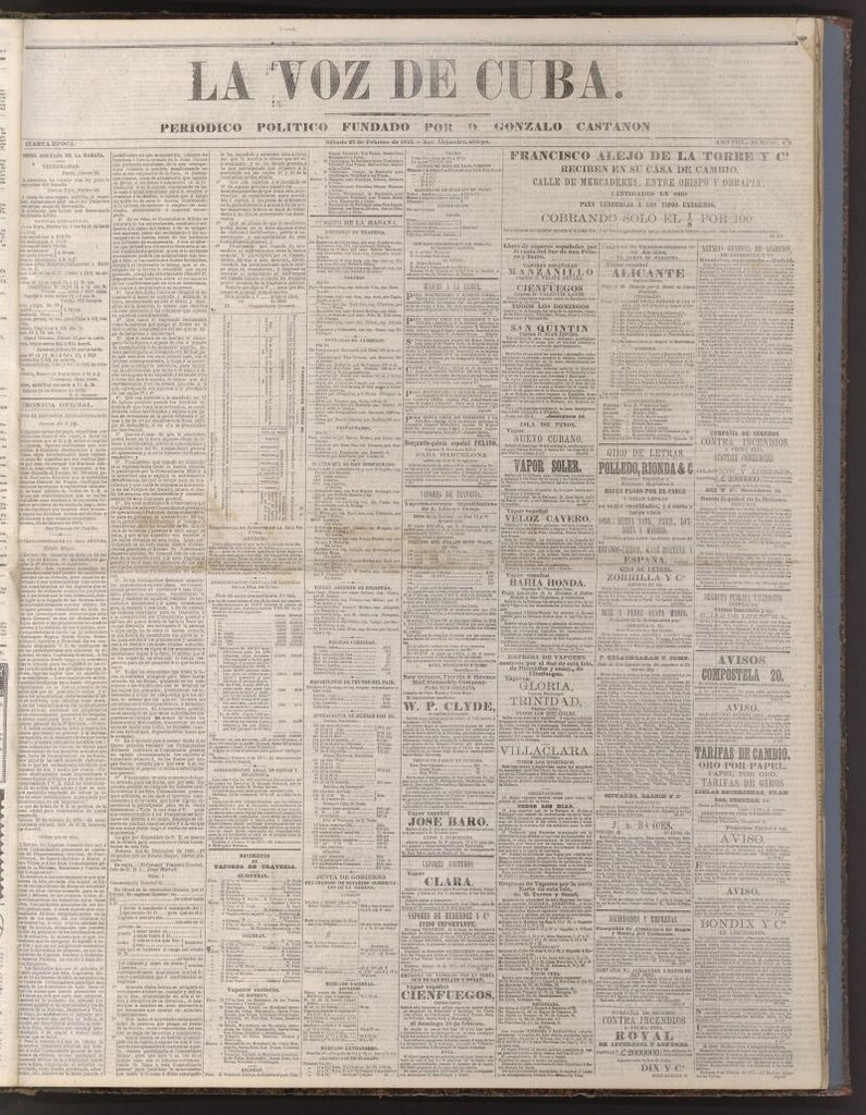 Miniatura de La Voz de Cuba: diario conservador del 27 de febrero de 1875