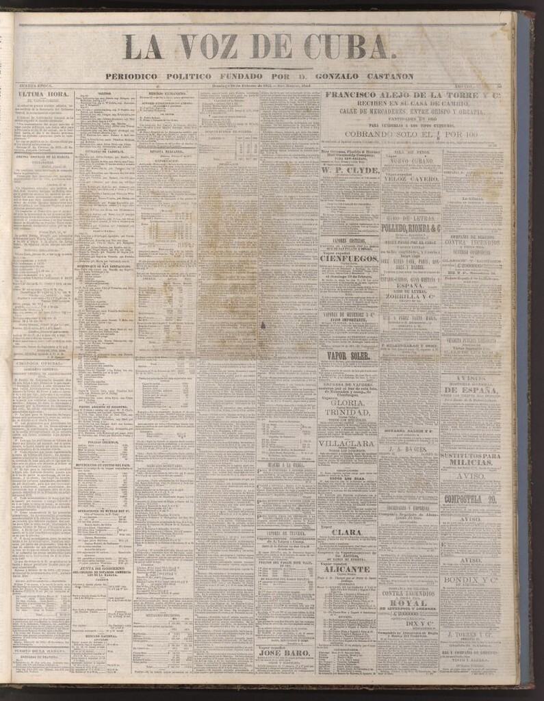Miniatura de La Voz de Cuba: diario conservador del 28 de febrero de 1875