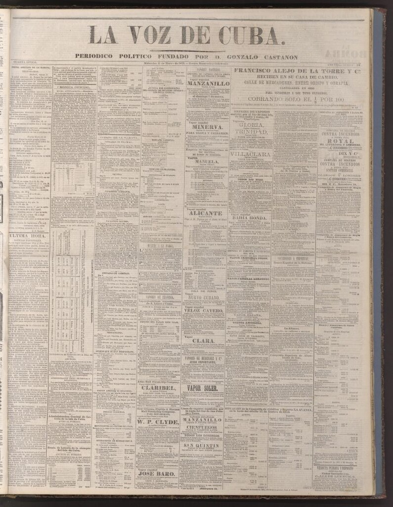 Miniatura de La Voz de Cuba: diario conservador del 3 de marzo de 1875