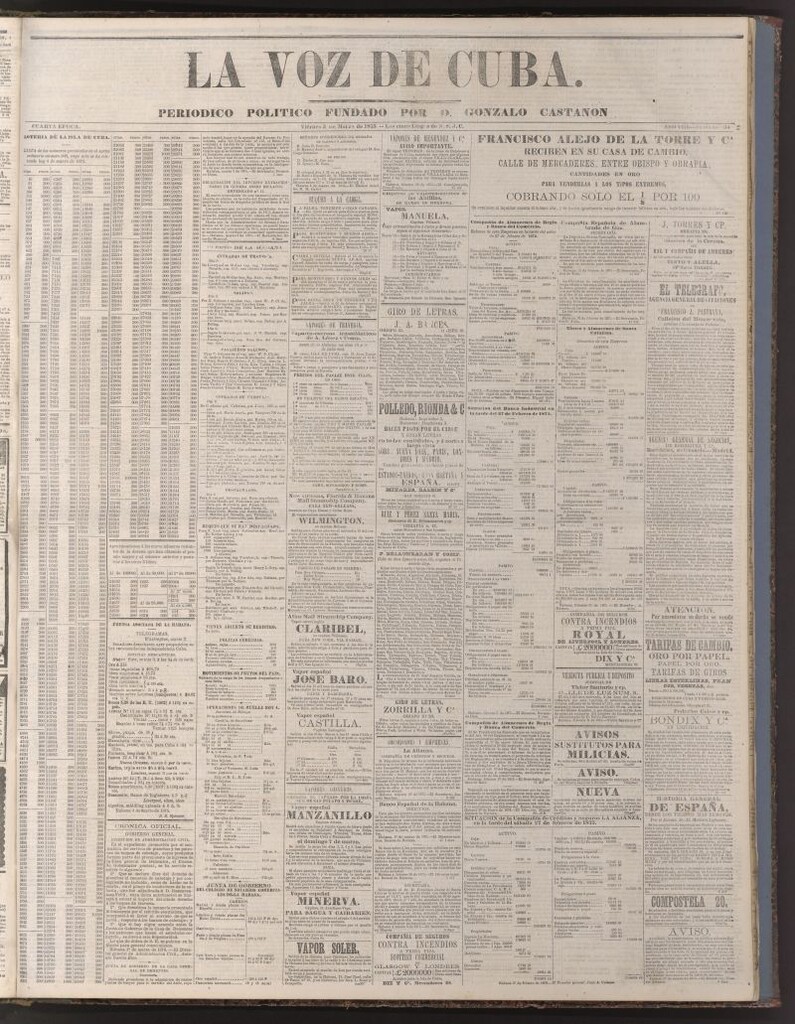 Miniatura de La Voz de Cuba: diario conservador del 5 de marzo de 1875