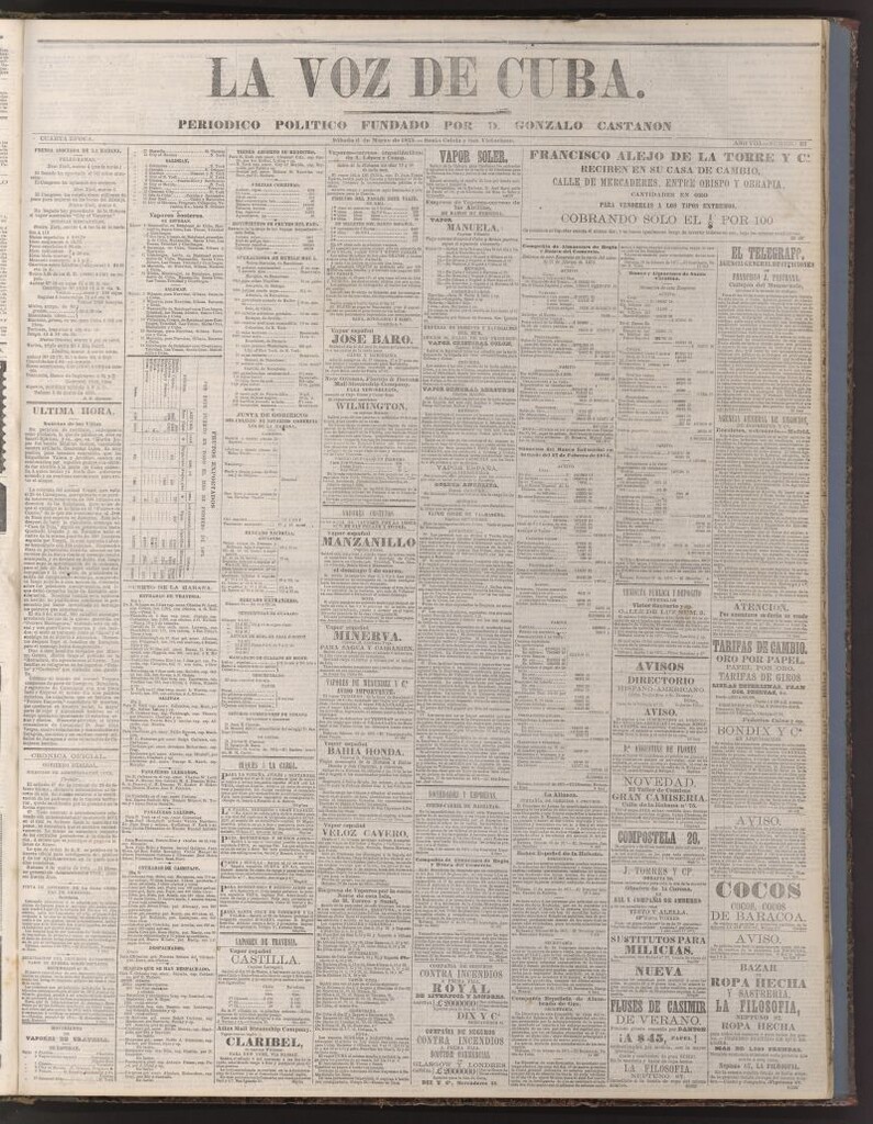 Miniatura de La Voz de Cuba: diario conservador del 6 de marzo de 1875