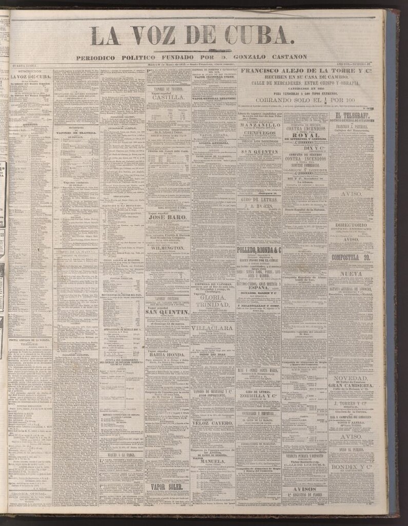Miniatura de La Voz de Cuba: diario conservador del 9 de marzo de 1875