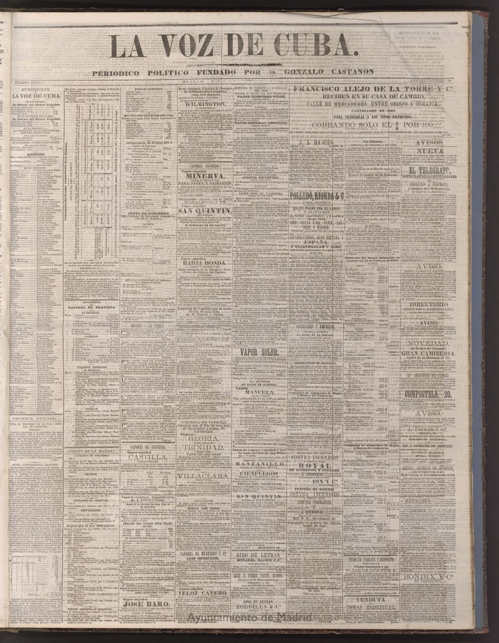 Miniatura de La Voz de Cuba: diario conservador del 10 de marzo de 1875