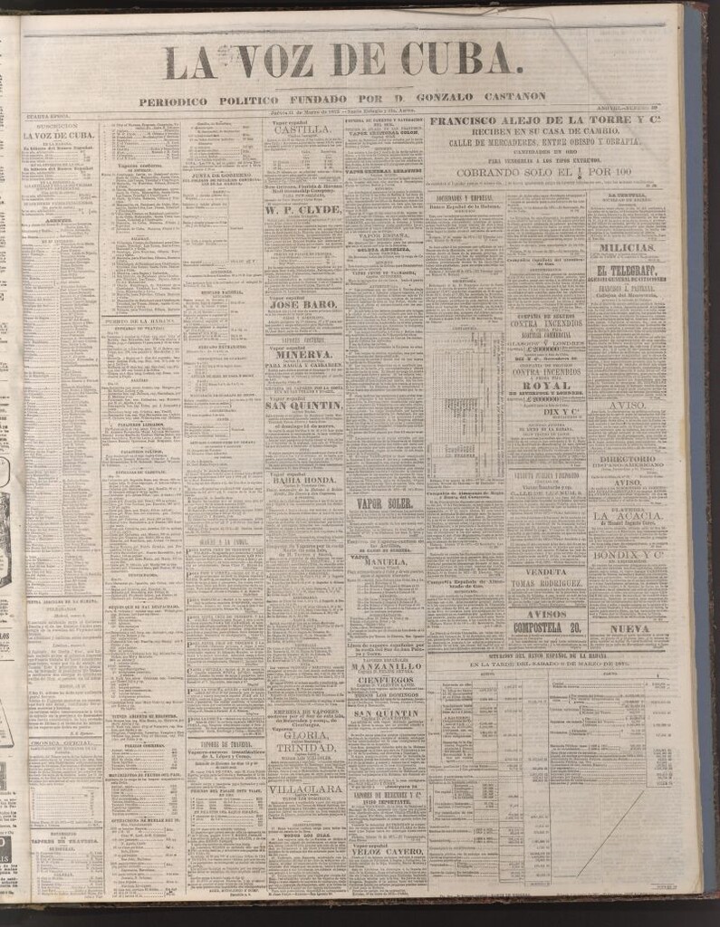 Miniatura de La Voz de Cuba: diario conservador del 11 de marzo de 1875