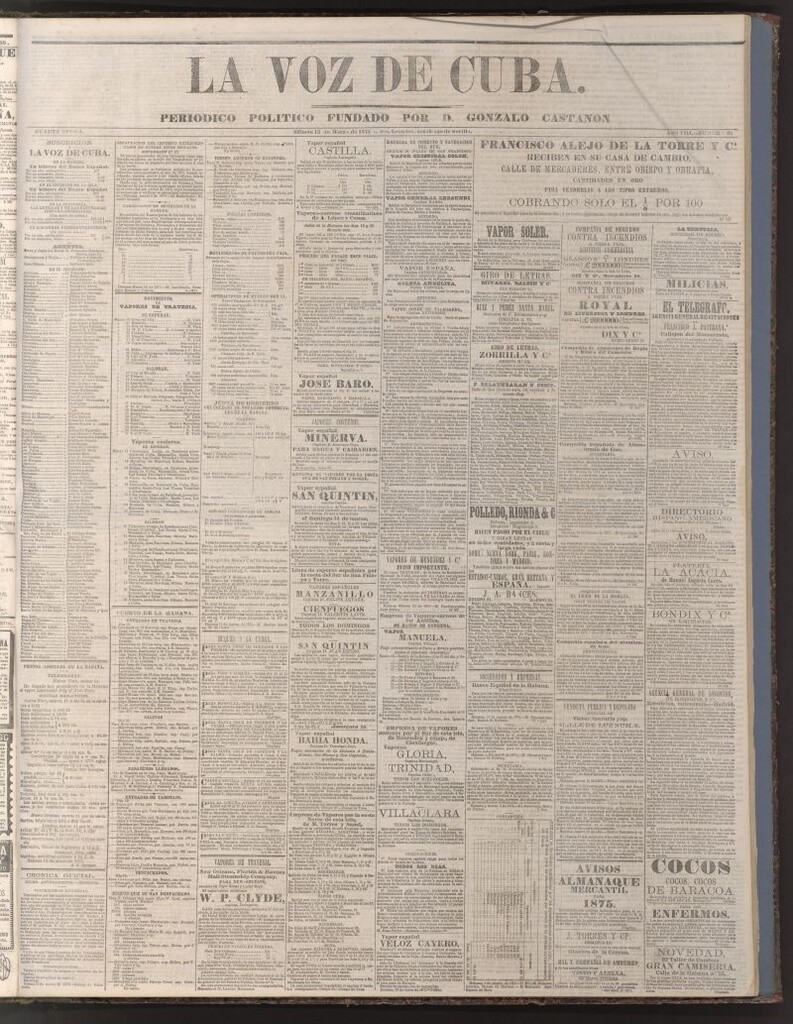 Miniatura de La Voz de Cuba: diario conservador del 13 de marzo de 1875