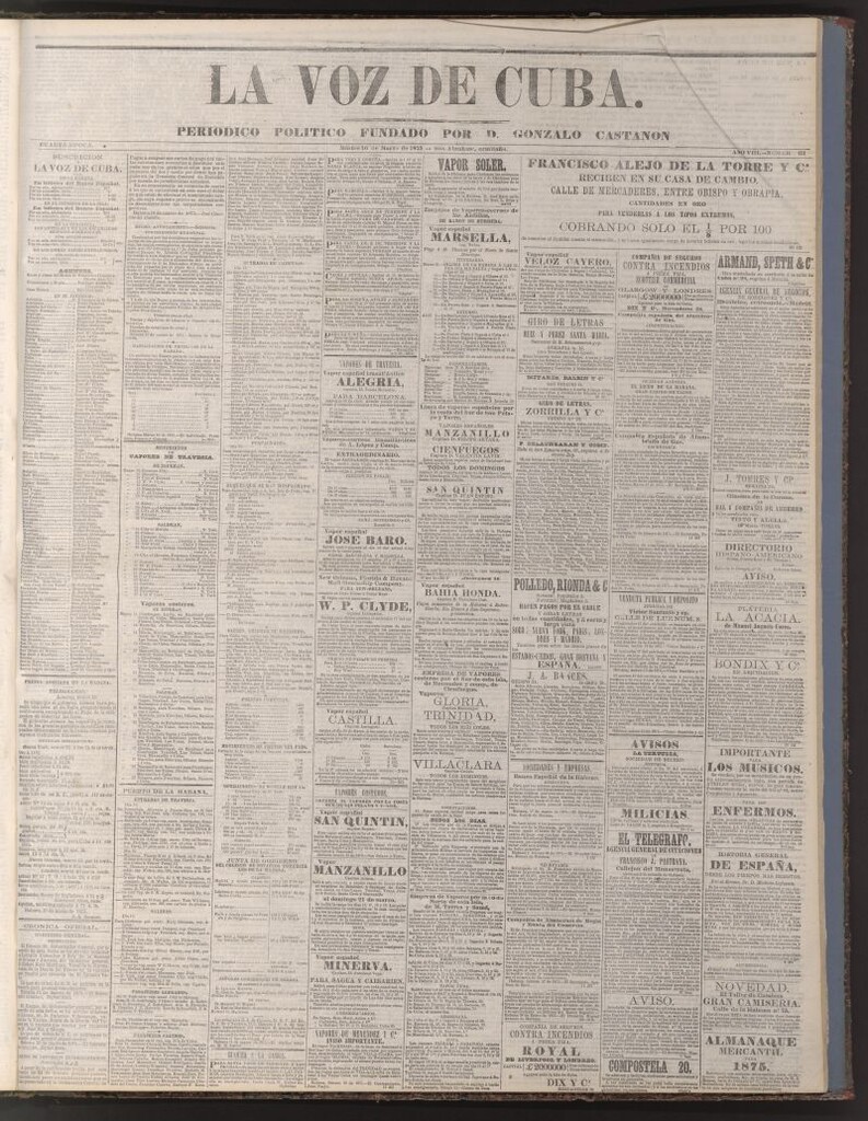 Miniatura de La Voz de Cuba: diario conservador del 16 de marzo de 1875