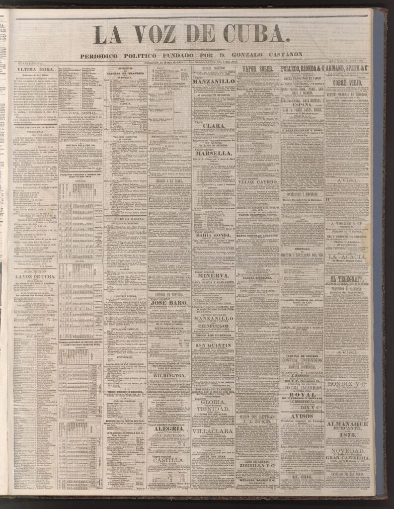 Miniatura de La Voz de Cuba: diario conservador del 19 de marzo de 1875