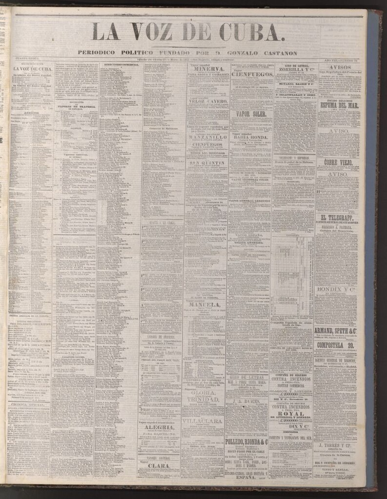 Miniatura de La Voz de Cuba: diario conservador del 27 de marzo de 1875