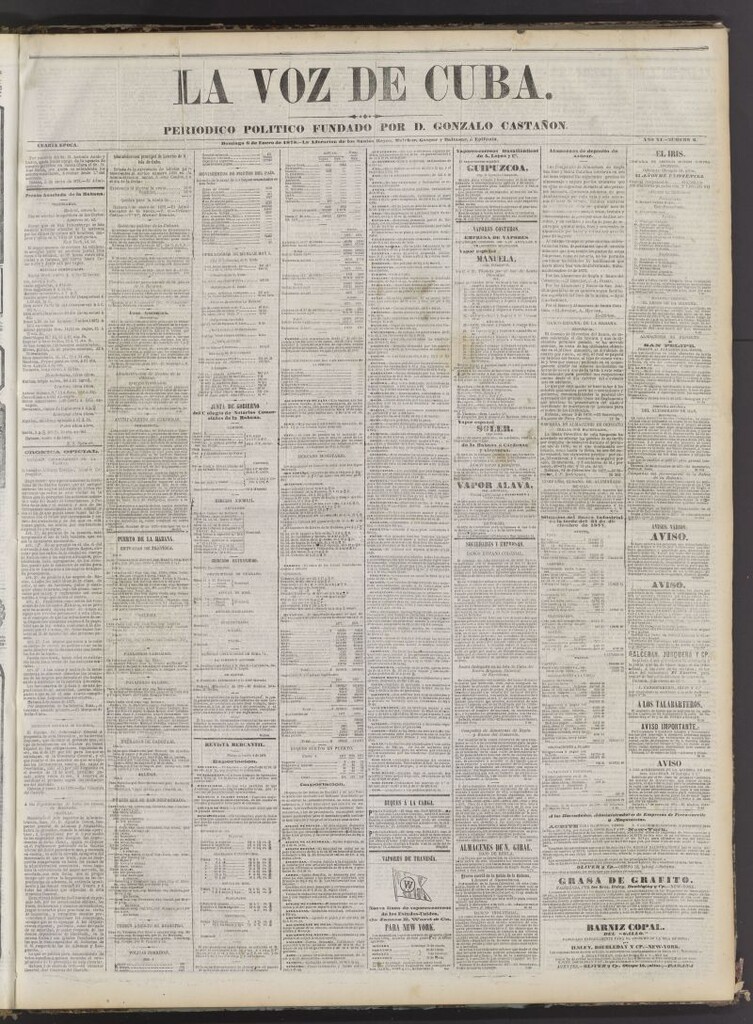 Miniatura de La Voz de Cuba: diario conservador del 6 de enero de 1878