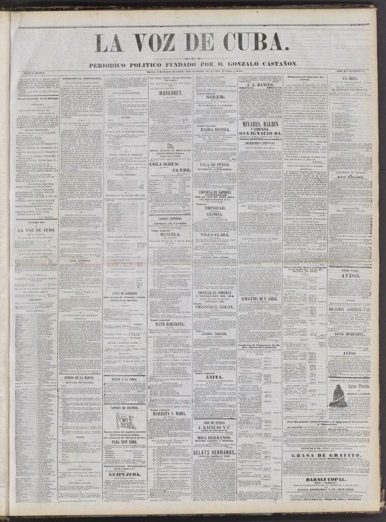 Miniatura de La Voz de Cuba: diario conservador del 8 de enero de 1878