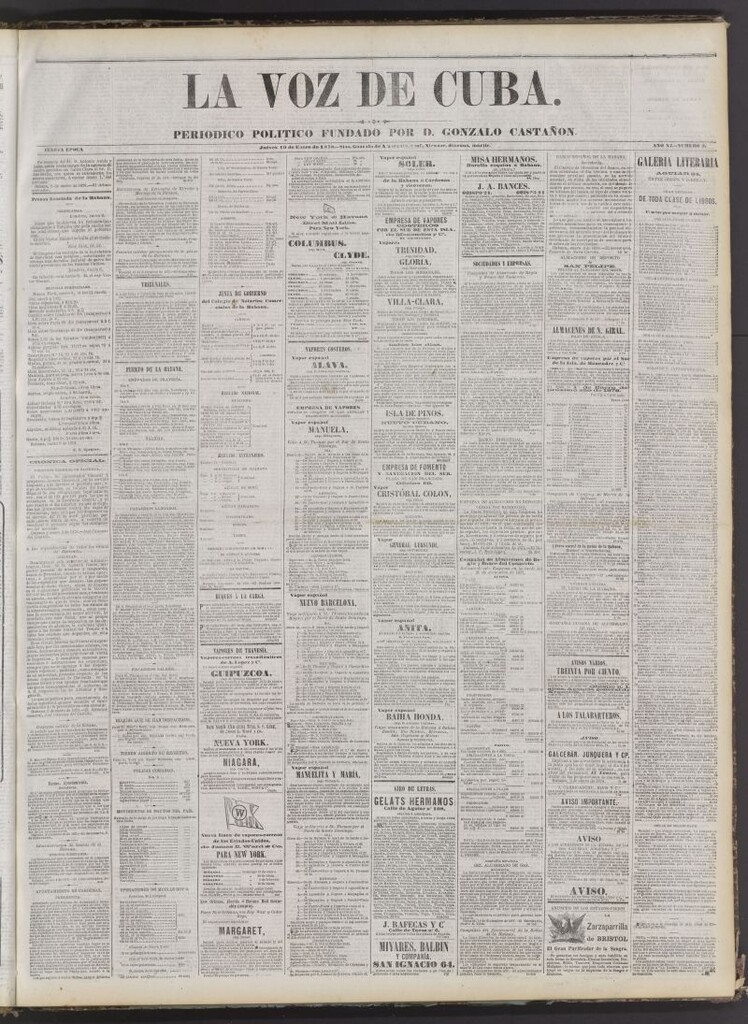 Miniatura de La Voz de Cuba: diario conservador del 10 de enero de 1878