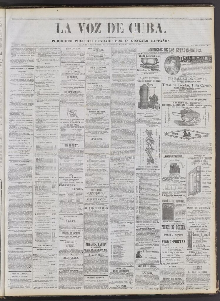 Miniatura de La Voz de Cuba: diario conservador del 12 de enero de 1878