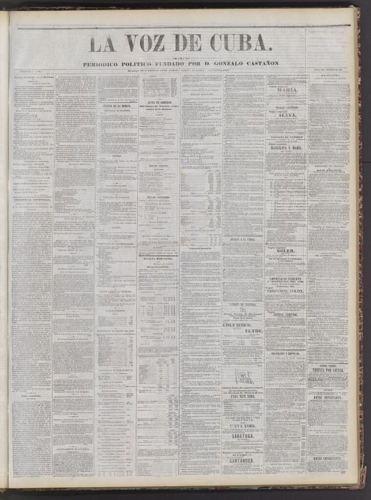 Miniatura de La Voz de Cuba: diario conservador del 20 de enero de 1878
