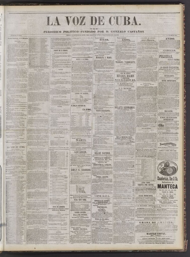 Miniatura de La Voz de Cuba: diario conservador del 24 de enero de 1878