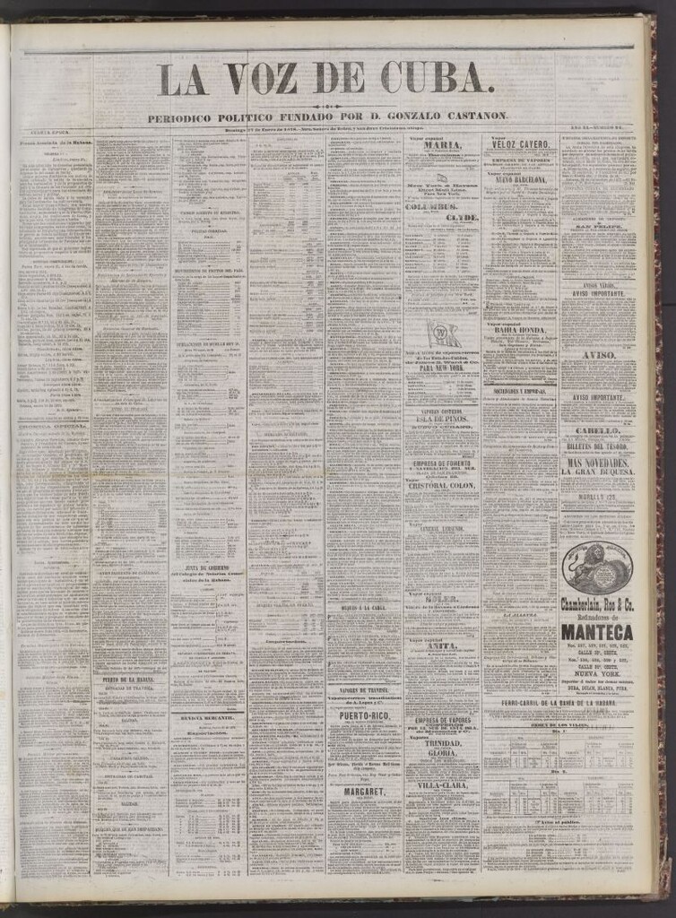 Miniatura de La Voz de Cuba: diario conservador del 27 de enero de 1878