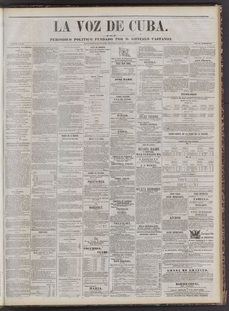 Miniatura de La Voz de Cuba: diario conservador del 29 de enero de 1878