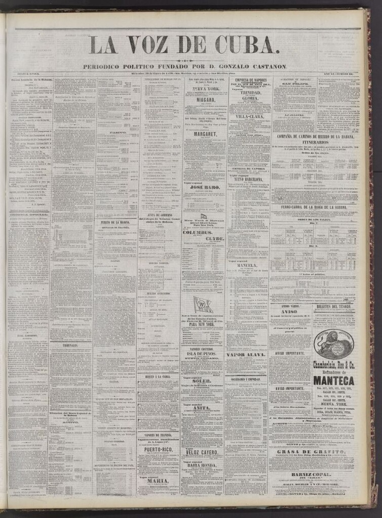 Miniatura de La Voz de Cuba: diario conservador del 30 de enero de 1878